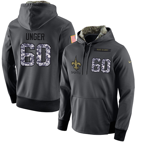 NFL Men's Nike New Orleans Saints #60 Max Unger Stitched Black Anthracite Salute to Service Player Performance Hoodie